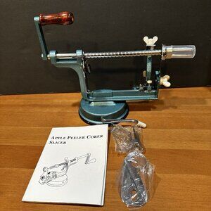 Apple Peeler Corer Slicer 3 In 1 Suction Base Wood Handle Heavy Duty